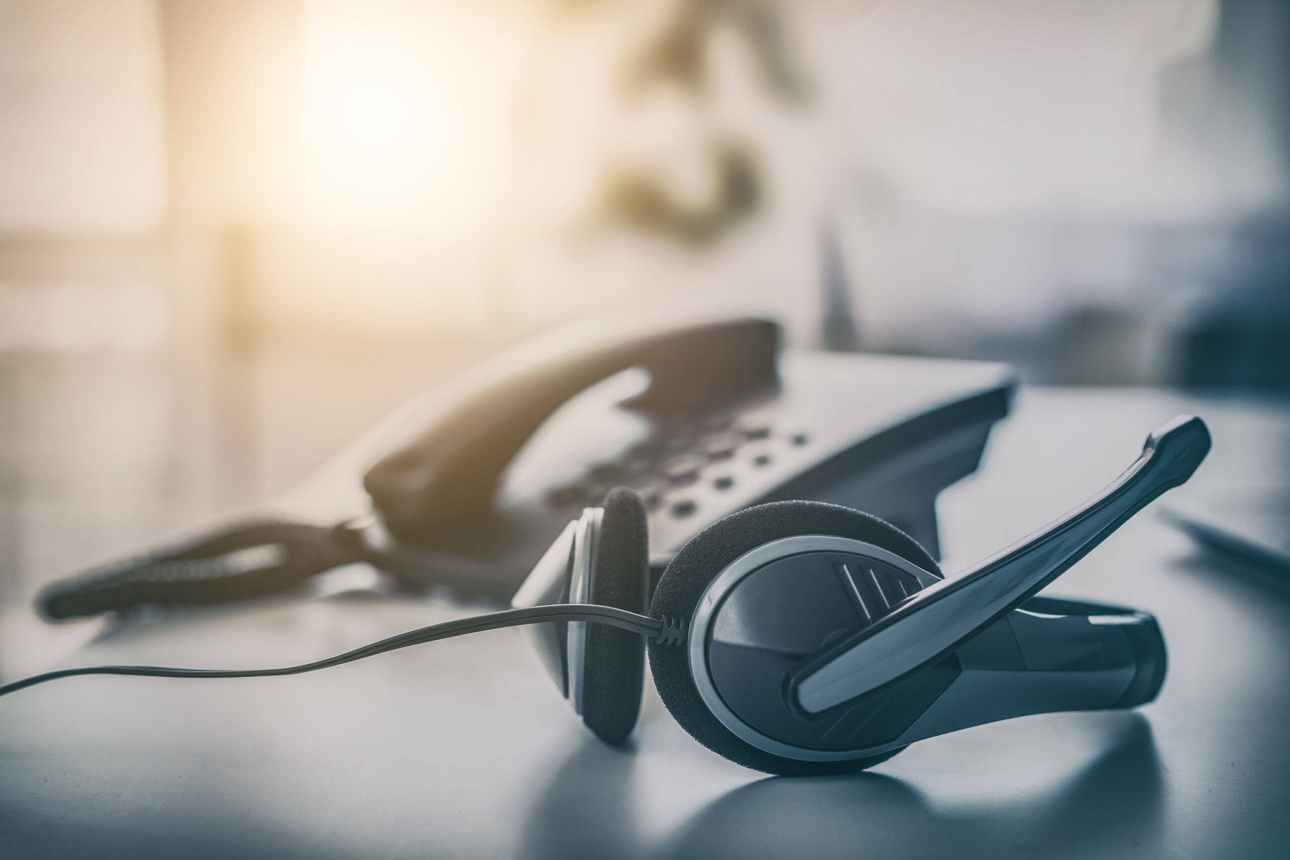 phone and headset on desk